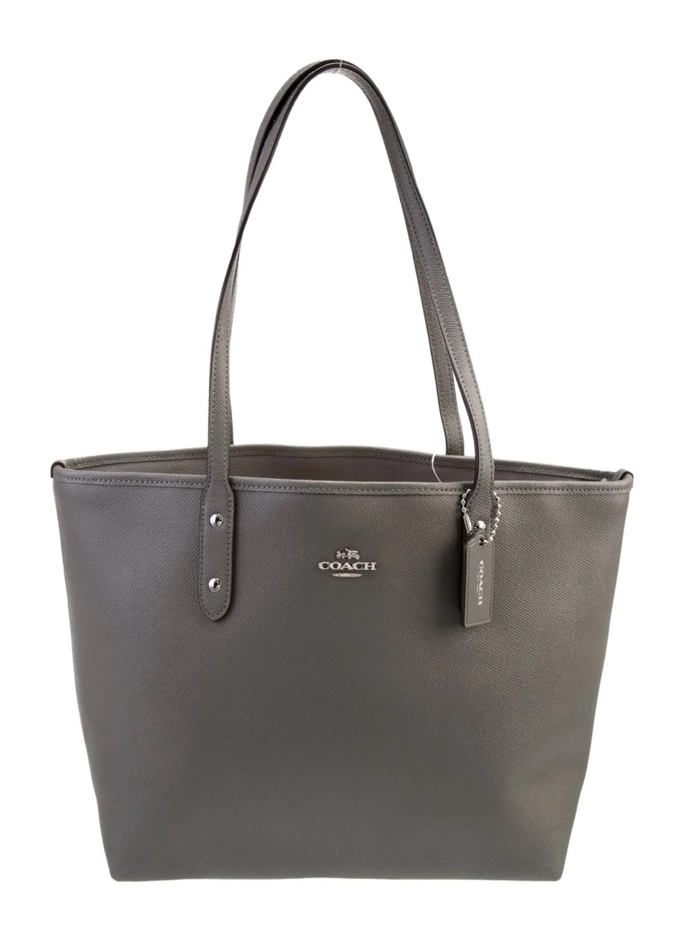 Coach Grey Pebbled Leather City Zip Tote with Double Handles F58846